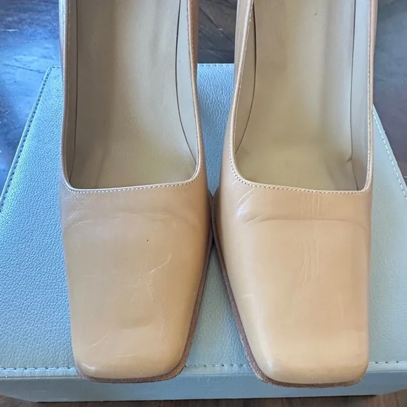 Coach Leather Tan Square Toe Malorie B1 Pumps Wooden Heel Size 9 - Picture 13 of 15